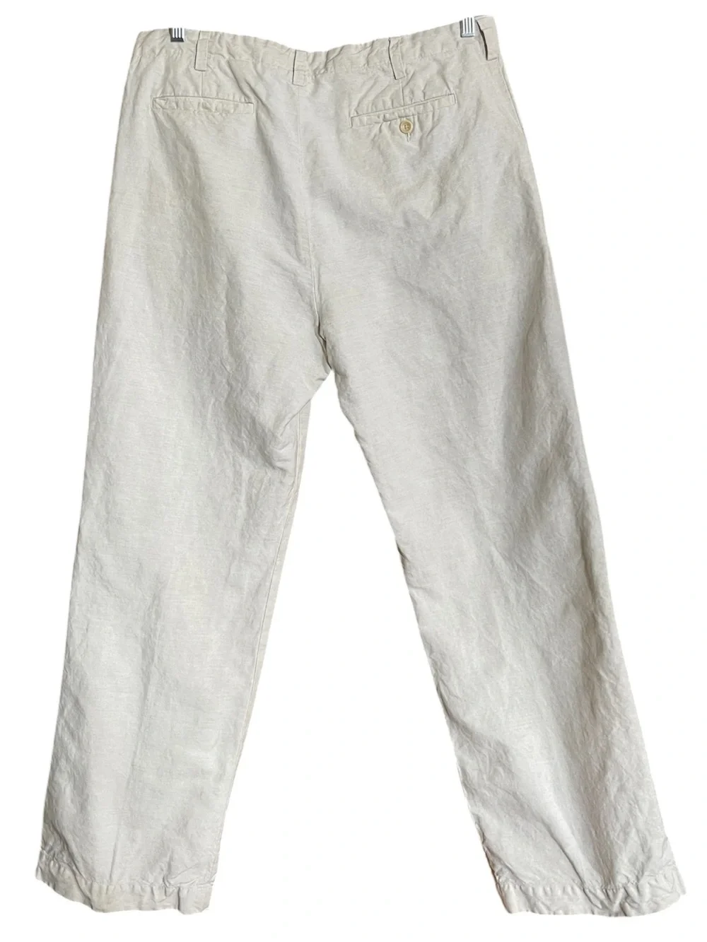 Banana Republic Dawson Linen Blend Pants 38x32 Ivory Relaxed Straight Resort